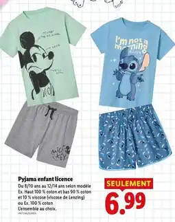 Lidl Pyjama enfant licence offre