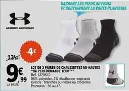 E.Leclerc Sport Lot de 3 pires de chaussettes mi-hautes ua performance tech offre