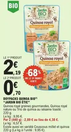 E.Leclerc Jardin bio etic - doypacks quinoa bio offre