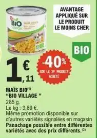 E.Leclerc Bio village - maïs bio offre