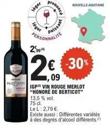 E.Leclerc Berticot - vin rouge merlot offre