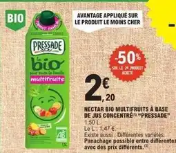 E.Leclerc Pressade - nectar bio multifruits a base de jus concentre offre