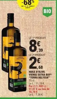 E.Leclerc Terra delyssa - huile d'olive vierge extra bio offre