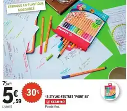 E.Leclerc Stabilo - 16 stylos-feutres point 88 offre