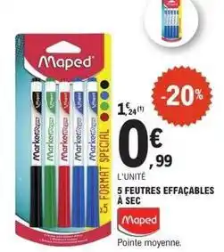 E.Leclerc Maped - 5 feutres effaçables à sec offre