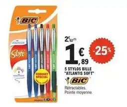 E.Leclerc Bic - 5 stylos bille atlantis soft offre