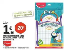 E.Leclerc Maped - ardoise effaçable a sec incassable avec feutre et effacette offre