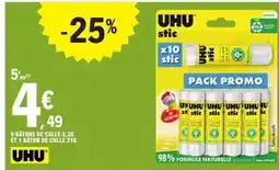 E.Leclerc Uhu - 9 batons de colle offre