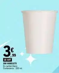 E.Leclerc 200 gobelets offre
