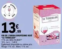 E.Leclerc Le tonnelier - vin de l'union européenne rosé offre