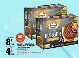 E.Leclerc Burger - a l'oignon haal, surgele 20 % de mat.gr. orental viandest offre