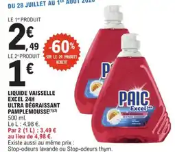 E.Leclerc Paic - liquide vaisselle excel 24h ultra dégraissant offre