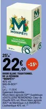 E.Leclerc Reimonenq - rhum blanc traditionnel de la réunion offre