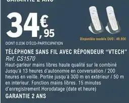E.Leclerc Vtech - téléphone sans fil avec répondeur offre