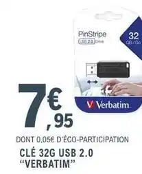 E.Leclerc Verbatim - clé 32g usb 2.0 verbatim offre