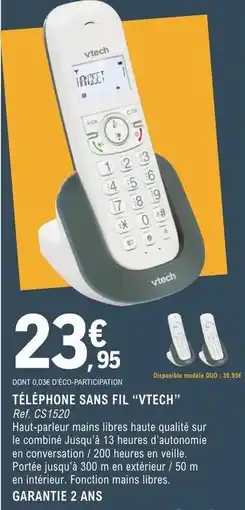 E.Leclerc Vtech - té léphone sans fil vétch offre