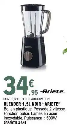 E.Leclerc Ariete - blender 1,51 noir offre