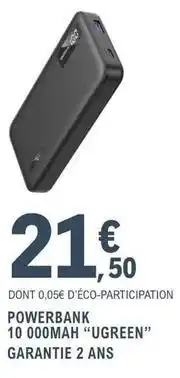 E.Leclerc Ugreen - powerbank 10 000mah ugreen garantie 2 ans offre