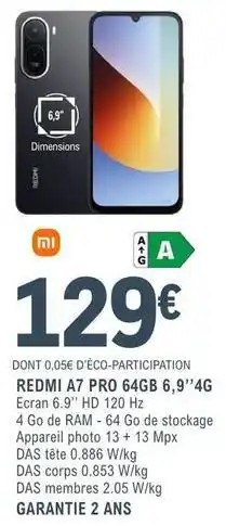 E.Leclerc Ram - redmi a7 pro 64gb 6,9°4g offre