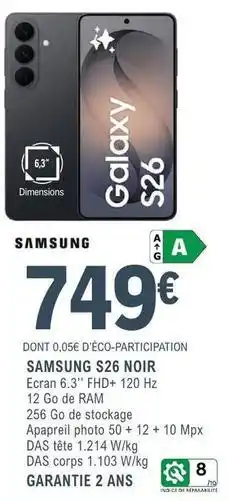 E.Leclerc Samsung - smartphone s26 noir offre