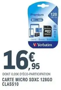 E.Leclerc Verbatim - carte micro sdxc 128go offre