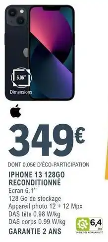 E.Leclerc Iphone 13 128go reconditionné offre