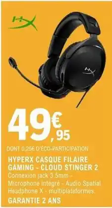 E.Leclerc Casque filaire gaming cloud stinger 2 offre