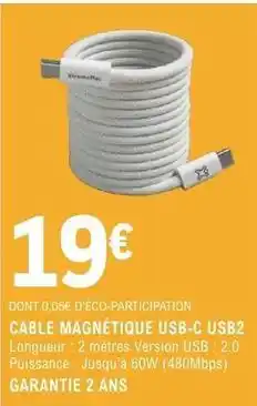 E.Leclerc Cable magnetique usb-c usb2 offre