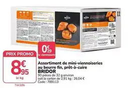 Promocash Bridor - assortiment de mini-viennoiseries au beurre fin, prêt-à-cuire offre