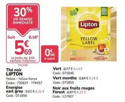 Promocash Lipton - thé noir offre
