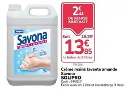 Promocash Solipro - crème mains lavante amande savona offre