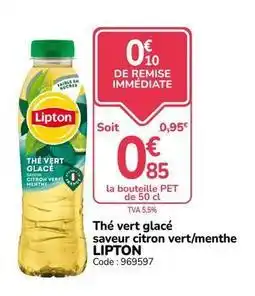 Promocash Lipton - thé vert glacé saveur citron vert/menthe offre