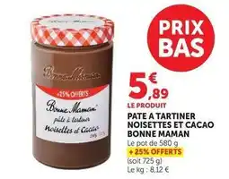 Hyper U Bonne maman - pate a tartiner noisettes et cacao offre
