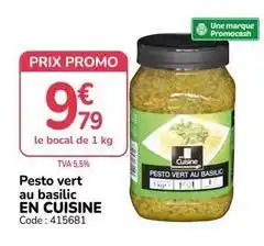 Promocash Promo - pesto vert au basilic en cuisine offre