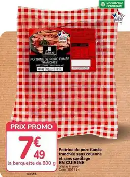 Promocash Promo - poitrine de porc fumée tranchée sans couenne et sans cartillage en cuisine offre