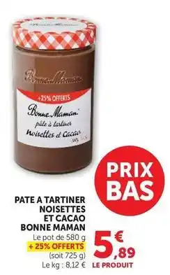 Super U Bonne maman - pate a tartiner noisettes et cacao offre