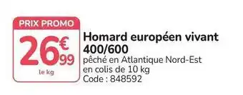 Promocash Promo - homard européen vivant 400/600 offre