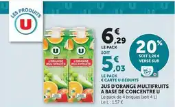 Hyper U U - jus d'orange multifruits a base de concentre offre