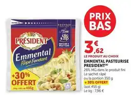 Super U Président - emmental pasteurise offre