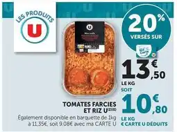 U Express U - tomates farcies et riz offre