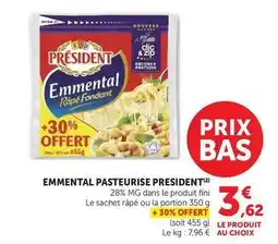 U Express Président - emmental pasteurise offre