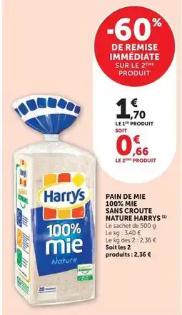 Super U Harry's - pain de mie 100% sans croute nature offre
