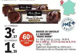 E.Leclerc Marie Morin Mousse au chocolat à l'ancienne offre