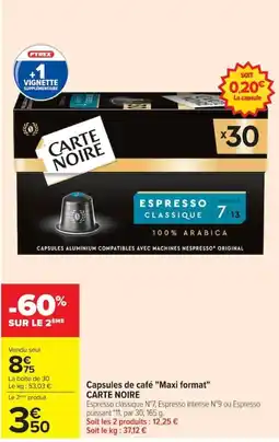 Carrefour CARTE NOIRE Capsules de café offre
