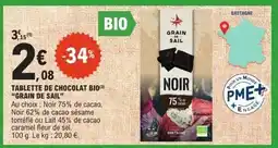 E.Leclerc GRAIN DE SAIL TABLETTE DE CHOCOLAT BIO offre
