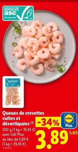 Lidl CREVETTES Queues de crevettes offre