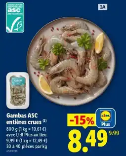 Lidl ASC Gambas entières crues offre