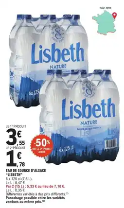 E.Leclerc Lisbeth Eau de source d'Alsace offre