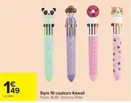 Carrefour Stylo 10 couleurs Kawaii offre