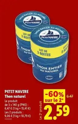 Lidl PETIT NAVIRE Thon naturel offre